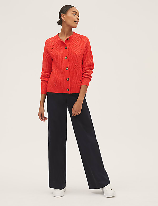 Ribbed Crew Neck Cardigan
