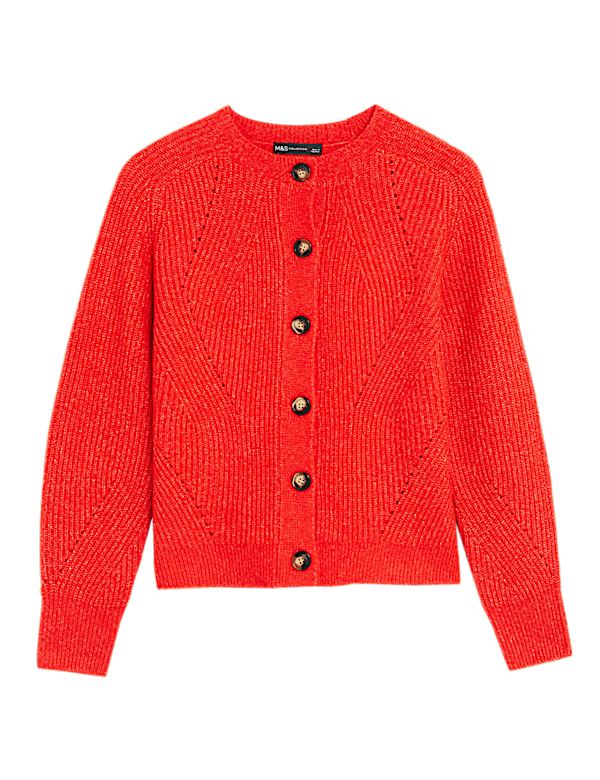 Ribbed Crew Neck Cardigan