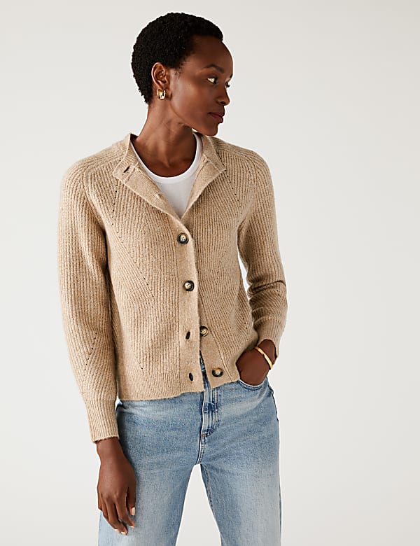 Ribbed Crew Neck Cardigan