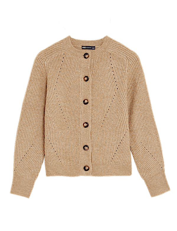 Ribbed Crew Neck Cardigan