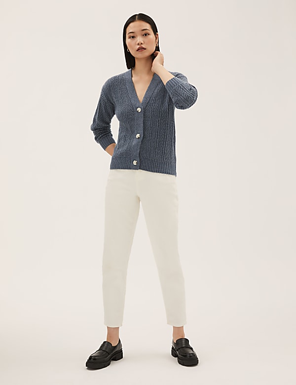 Recycled Blend Textured V-Neck Cardigan
