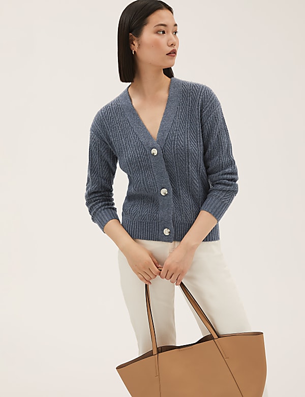 Recycled Blend Textured V-Neck Cardigan