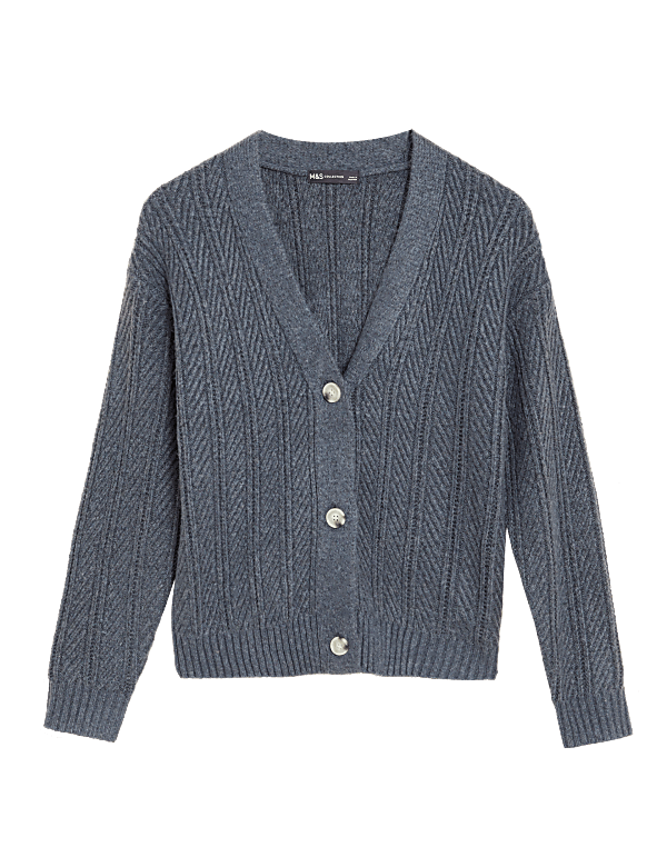 Recycled Blend Textured V-Neck Cardigan