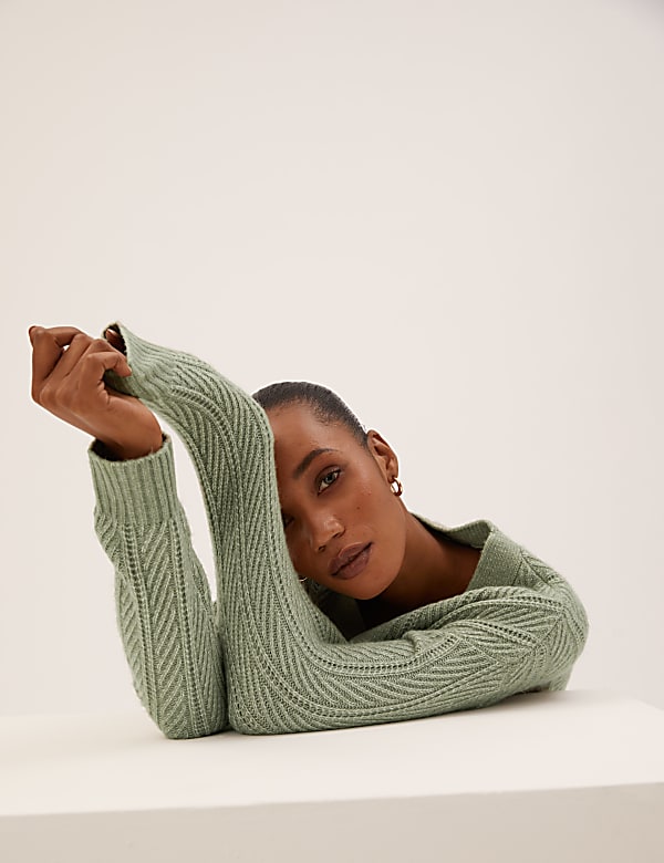 Recycled Blend Textured V-Neck Cardigan