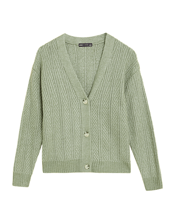 Recycled Blend Textured V-Neck Cardigan