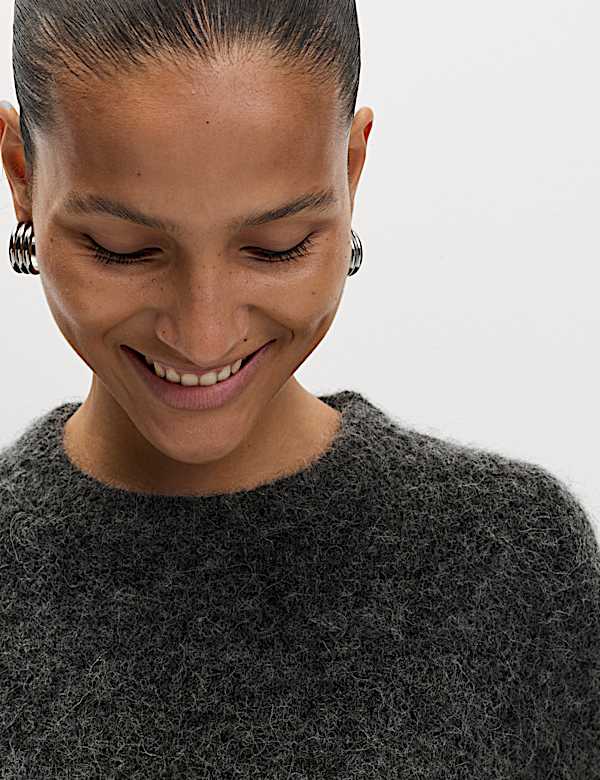 Brushed Alpaca Blend Knitted Top - LT