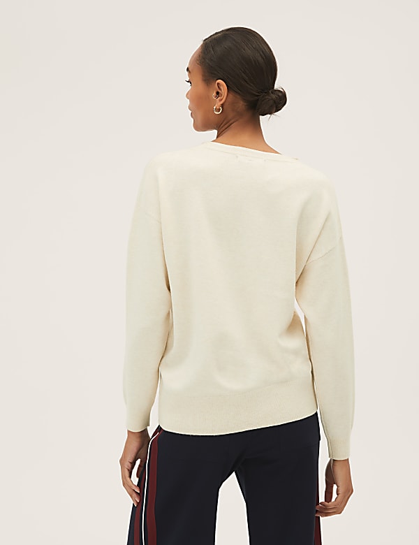 Recycled Blend Textured V-Neck Jumper