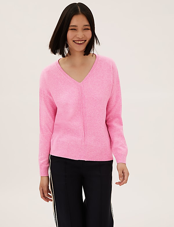 Recycled Blend Textured V-Neck Jumper