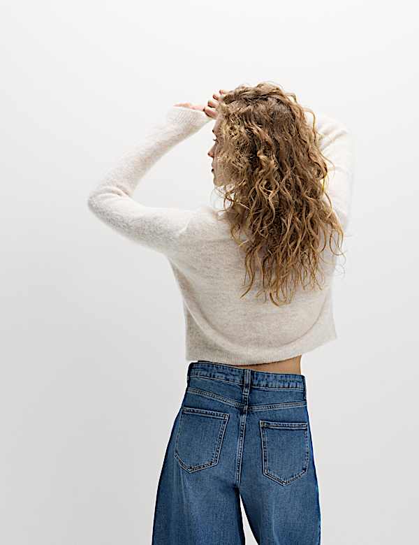 Alpaca Blend Button Front Cropped Cardigan - SE