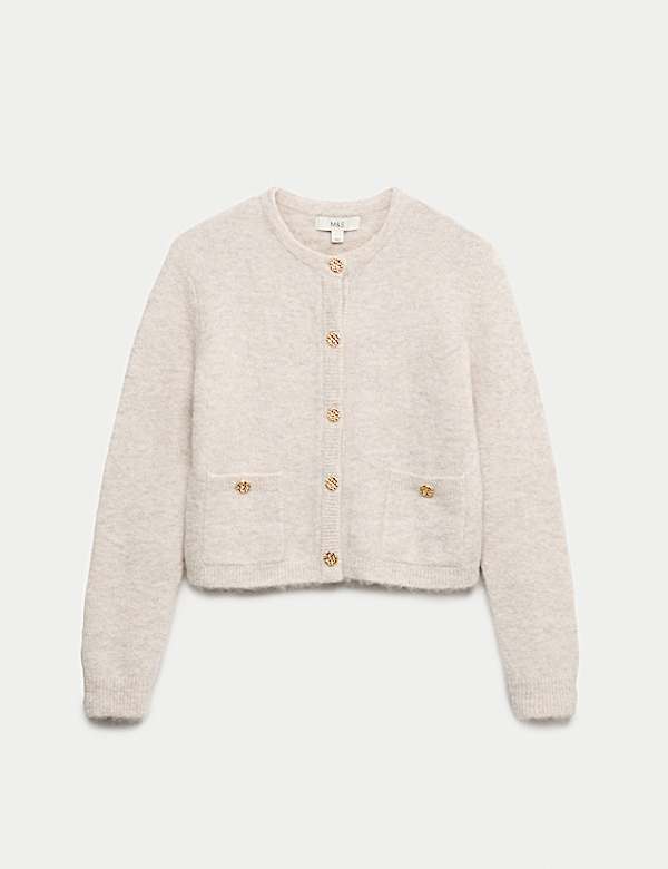 Alpaca Blend Button Front Cropped Cardigan - SE