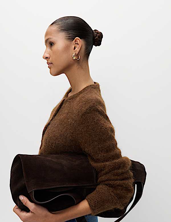 Alpaca Blend Button Front Cropped Cardigan - MV