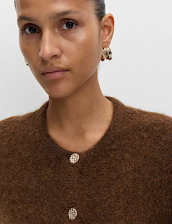 Alpaca Blend Button Front Cropped Cardigan - MV