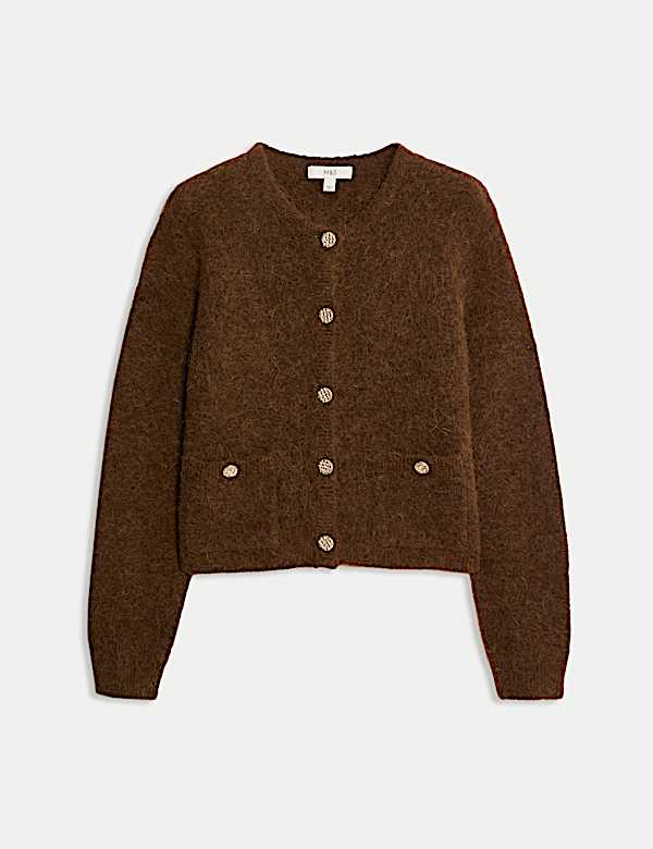 Alpaca Blend Button Front Cropped Cardigan - MV