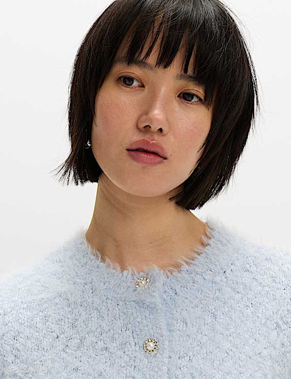 קרדיגן מעוטר בטקסטורה עם כפתורים לכל האורך - IL