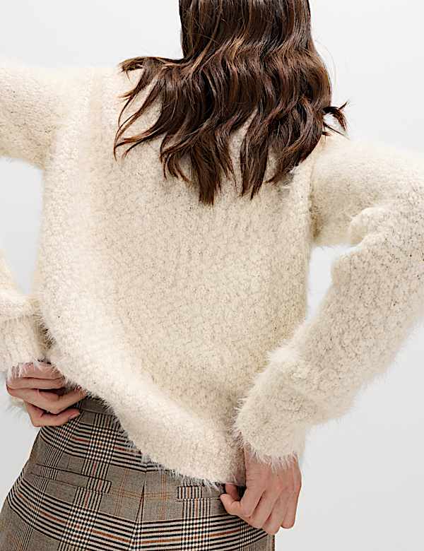 Textured Crew Neck Cardigan - US