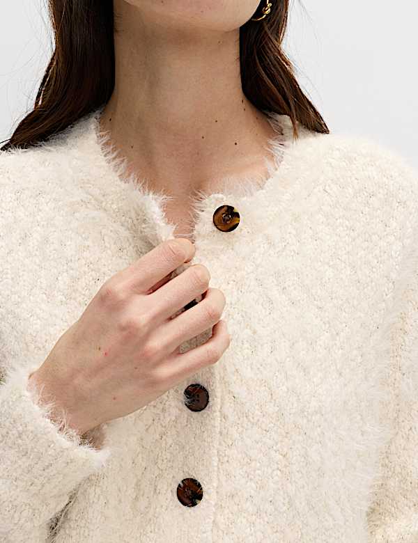 Textured Crew Neck Cardigan - US