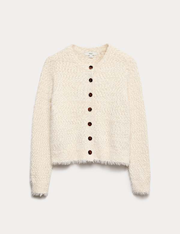 Textured Crew Neck Cardigan - US