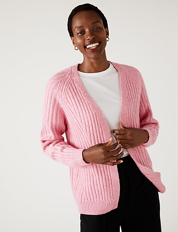 Recycled Blend Ribbed Relaxed Cardigan