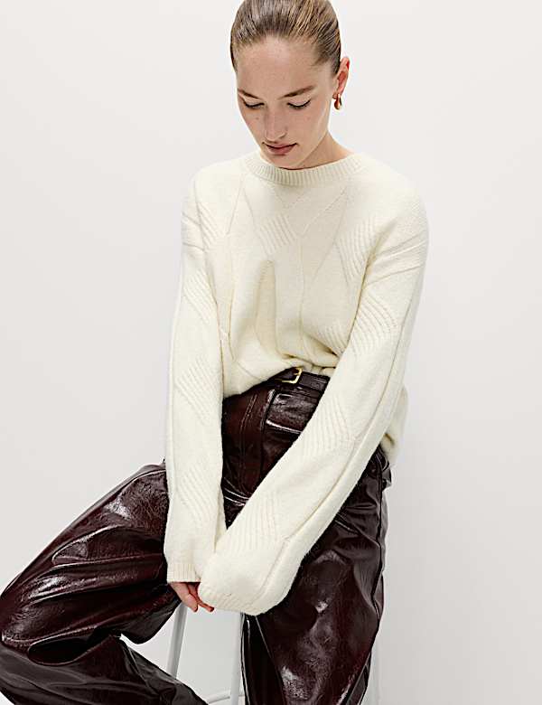 Cable Knit Relaxed Jumper with Alpaca