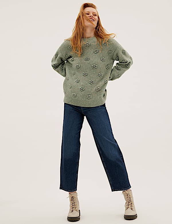 Textured Crew Neck Relaxed Jumper - AU