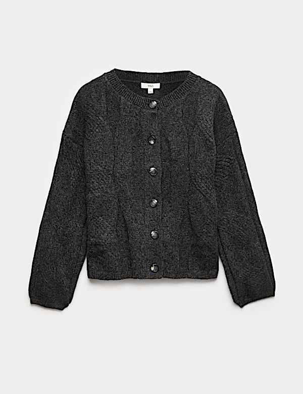 Cable Knit Relaxed Cardigan with Alpaca - AT