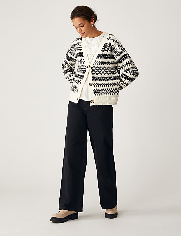 Recycled Blend Fair Isle V-Neck Cardigan
