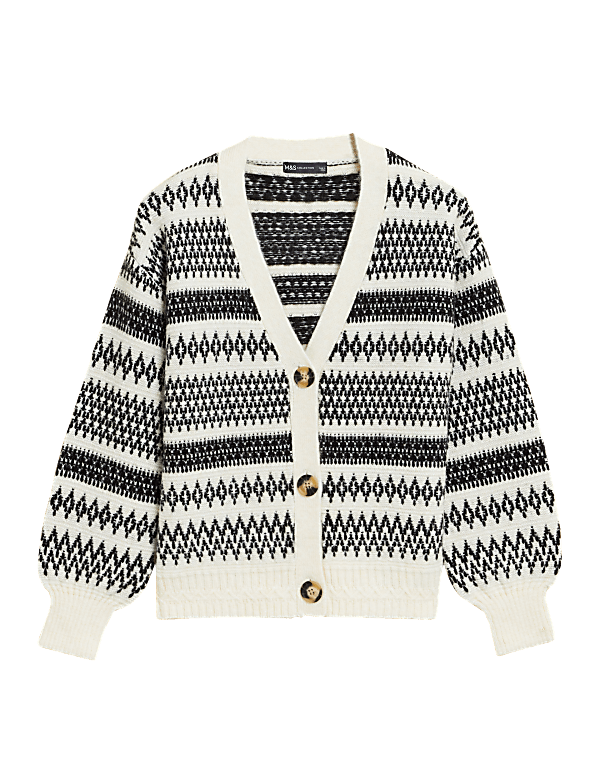 Recycled Blend Fair Isle V-Neck Cardigan