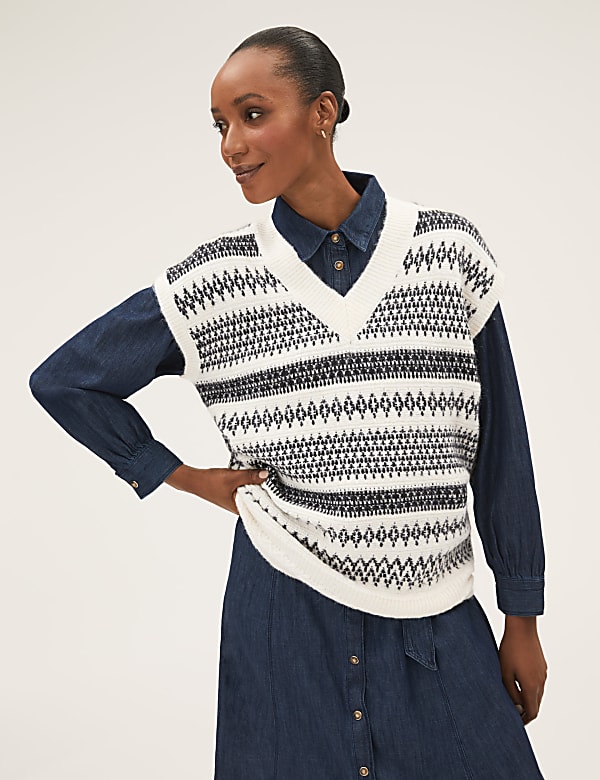 Recycled Blend Fair Isle Knitted Vest