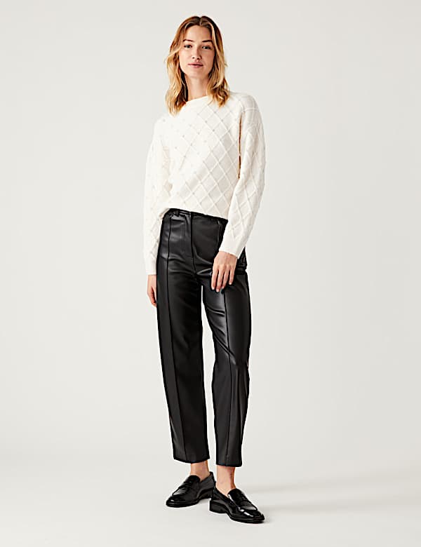 Embellished Textured Crew Neck Jumper