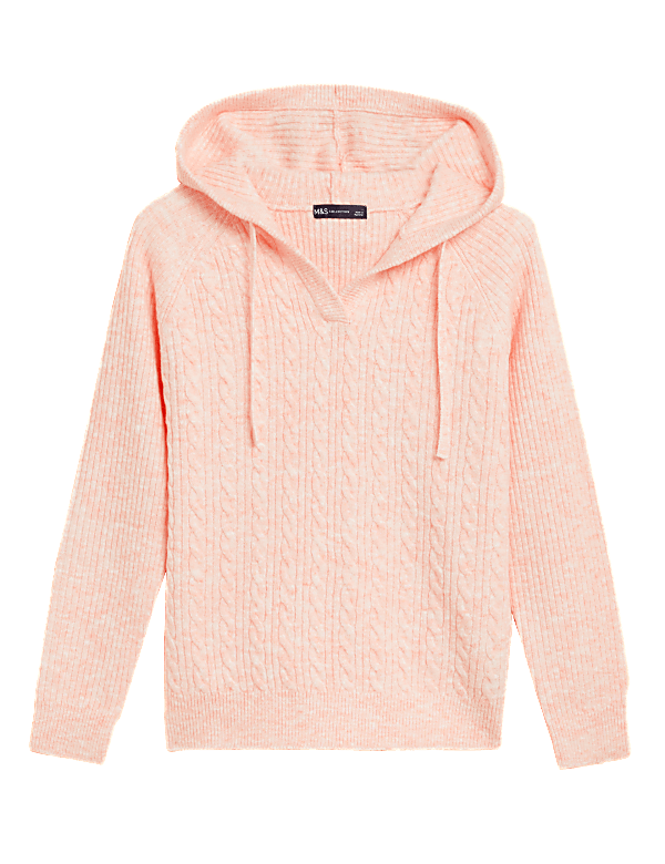 Cable Knit V-Neck Hoodie