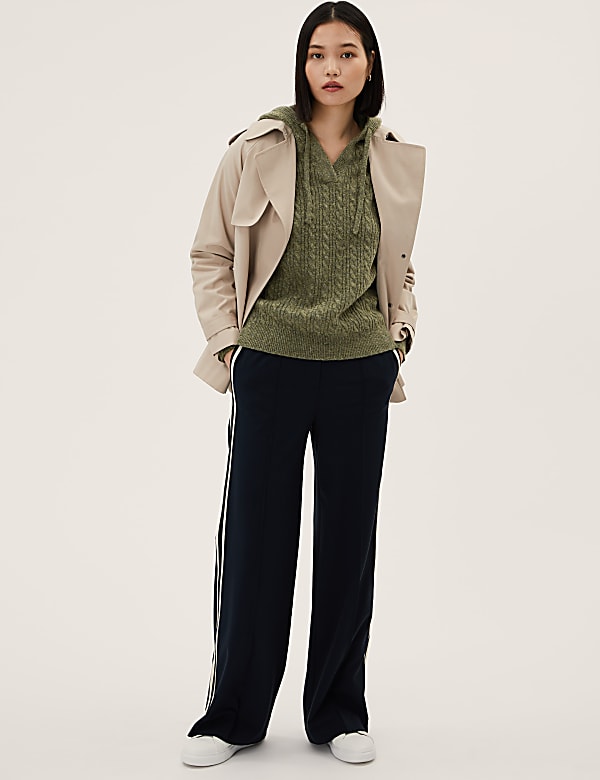 Cable Knit V-Neck Hoodie