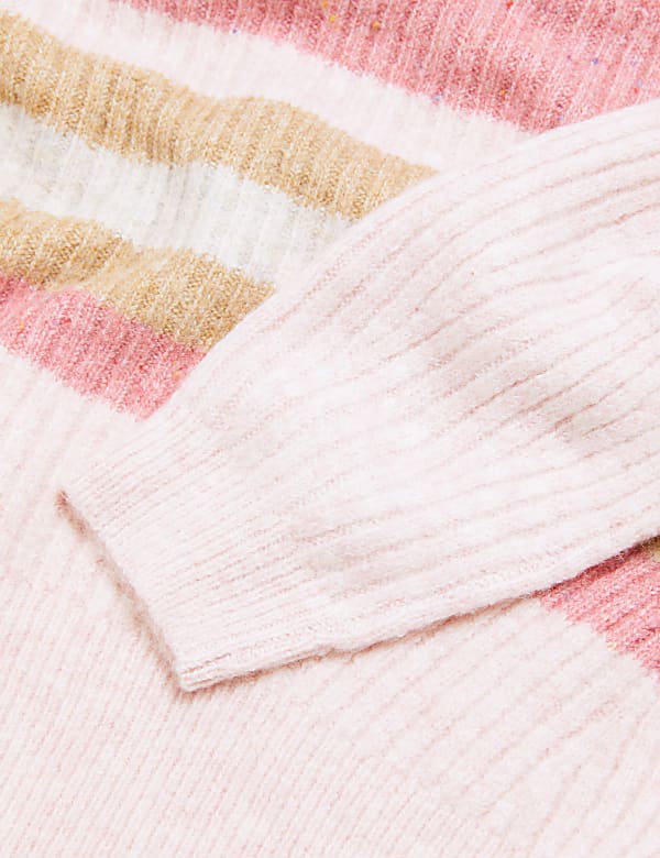 Striped Ribbed Crew Neck Relaxed Jumper