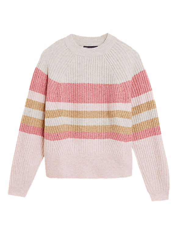 Striped Ribbed Crew Neck Relaxed Jumper