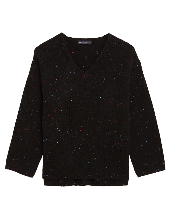 Textured V-Neck Relaxed Jumper