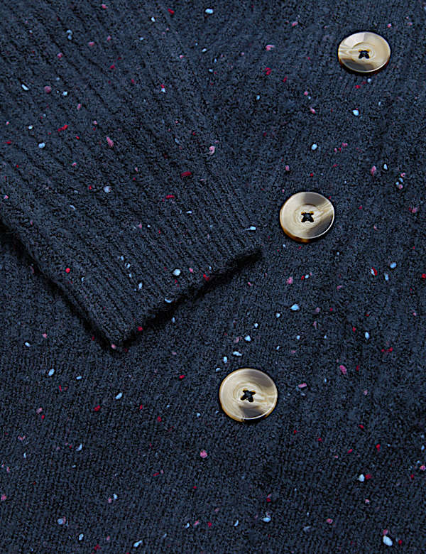 Textured Ribbed Crew Neck Cardigan