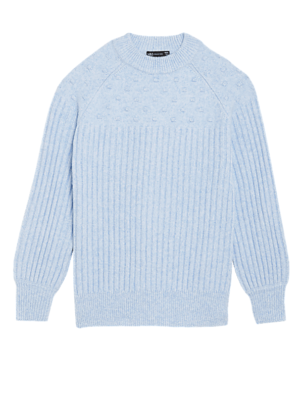 Textured Ribbed Crew Neck Relaxed Jumper