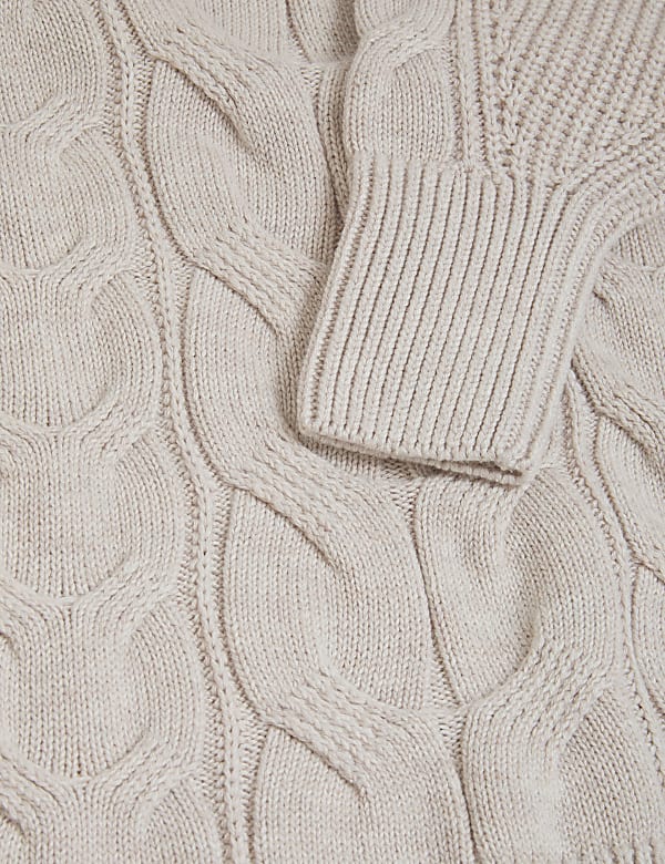 Cable Knit Crew Neck Jumper with Wool