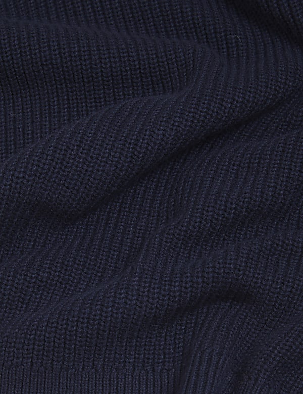 Ribbed V-Neck Jumper with Wool