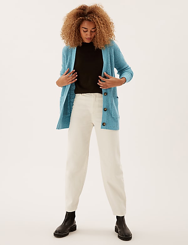 Cotton Rich Ribbed Longline Cardigan