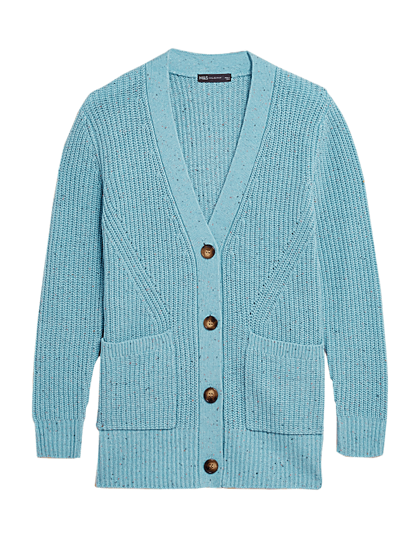 Cotton Rich Ribbed Longline Cardigan