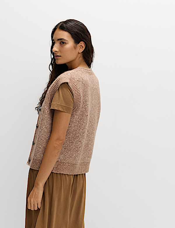 Twisted Tweed Knitted Ribbed Waistcoat - CA