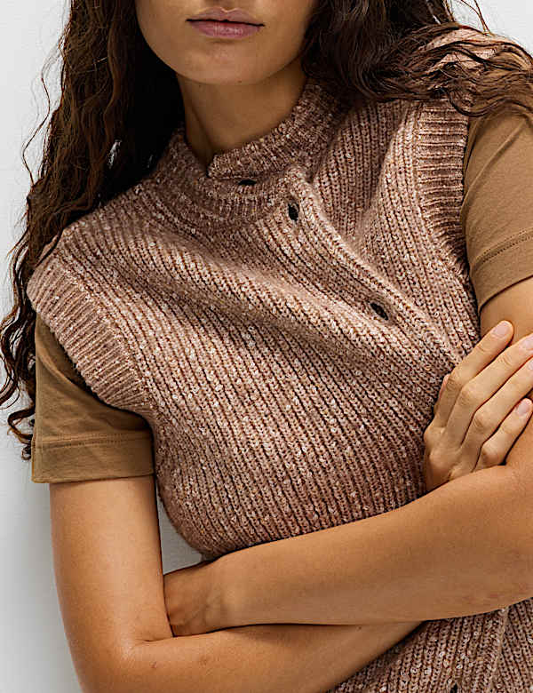 Twisted Tweed Knitted Ribbed Waistcoat - CA