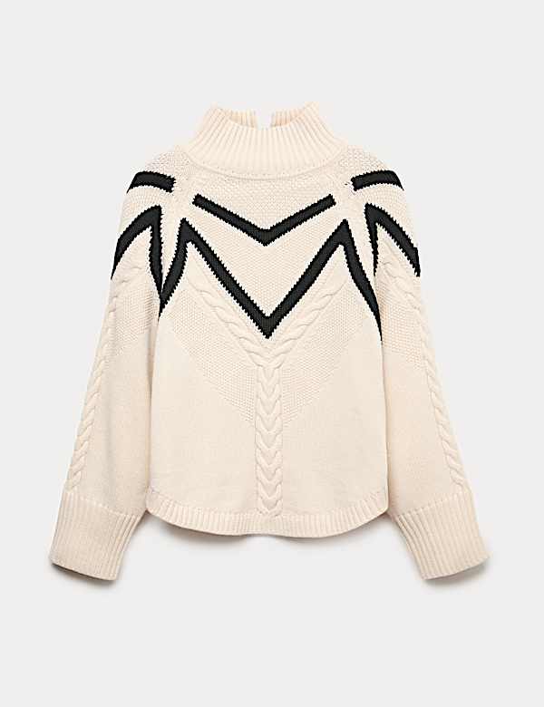 Textured Funnel Neck Jumper With Wool - LU