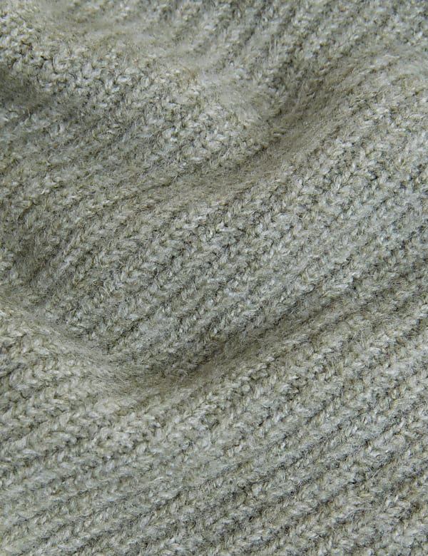 Ribbed V-Neck Relaxed Longline Cardigan