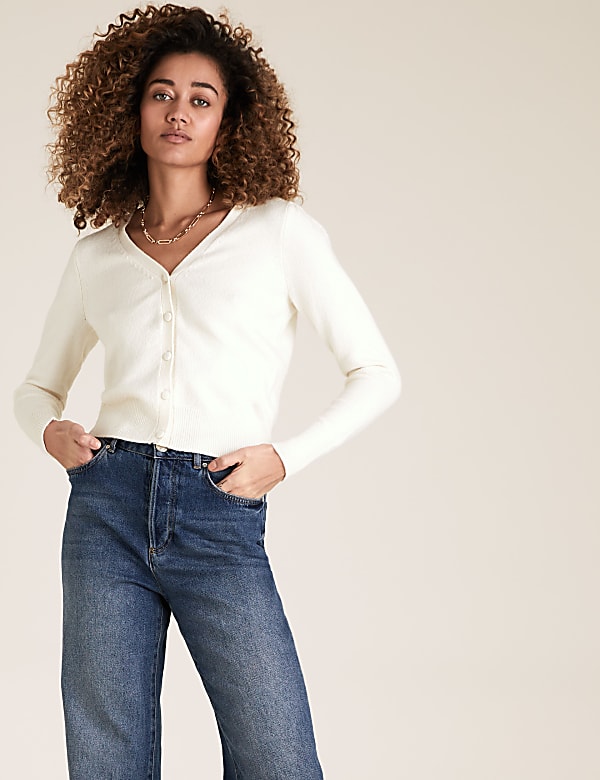 Cotton V-Neck Button Front Cardigan
