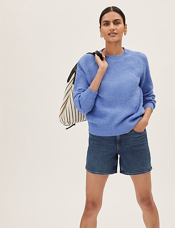 Ribbed Crew Neck Relaxed Jumper