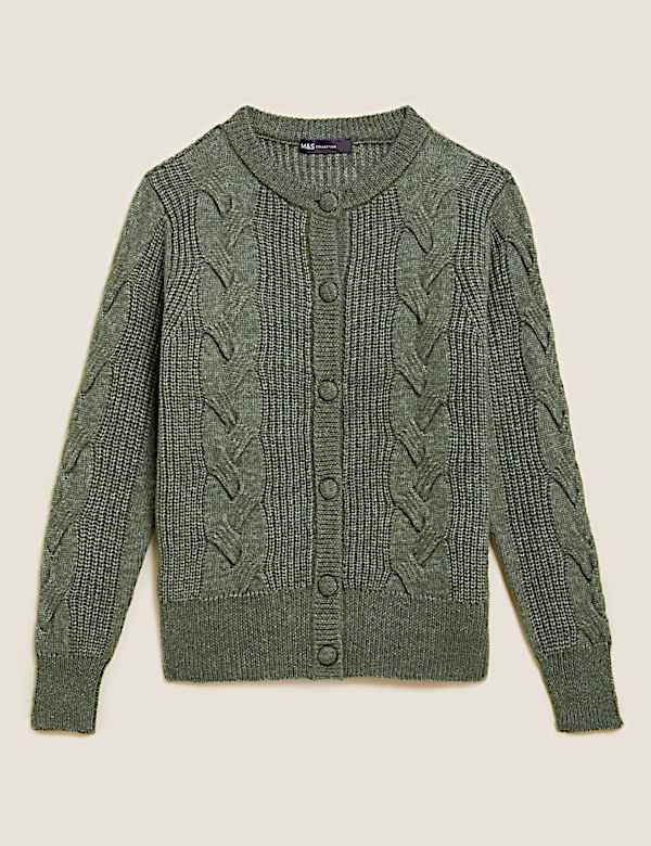 C&aacute;rdigan con botonadura en parte delantera de punto trenzado con lana - ES