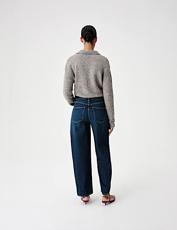 Wool Rich Brushed Collared V Neck Jumper - PT