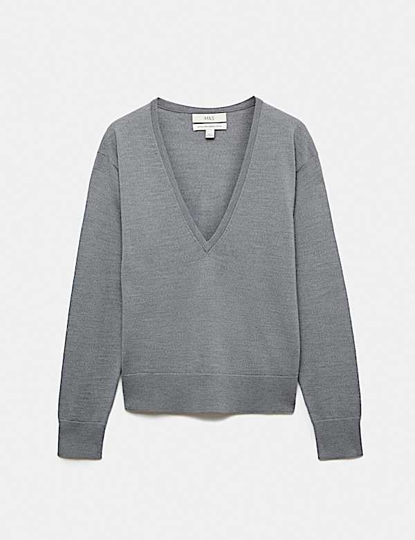 Pull &agrave; col en V avec laine m&eacute;rinos - FR