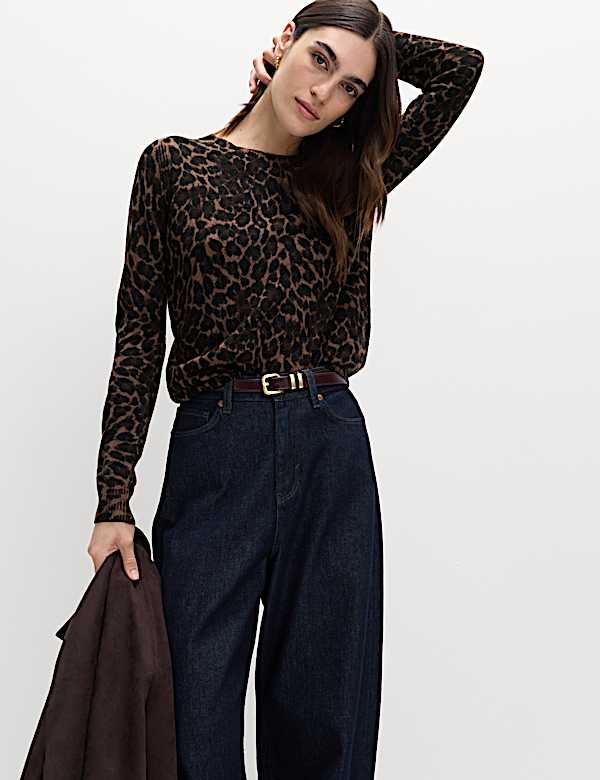 Animal Print Crew Neck Jumper